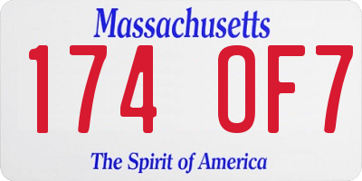 MA license plate 174OF7