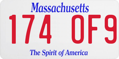 MA license plate 174OF9