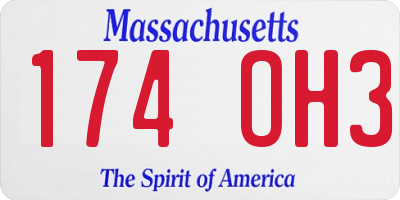 MA license plate 174OH3