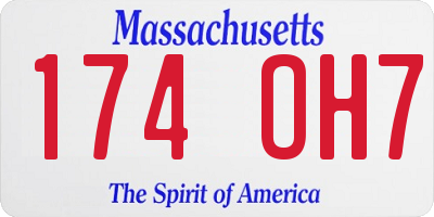 MA license plate 174OH7