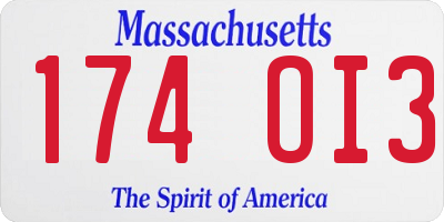 MA license plate 174OI3