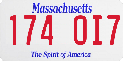 MA license plate 174OI7