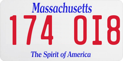 MA license plate 174OI8