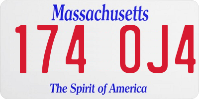 MA license plate 174OJ4