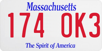 MA license plate 174OK3