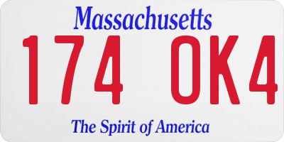 MA license plate 174OK4