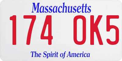 MA license plate 174OK5