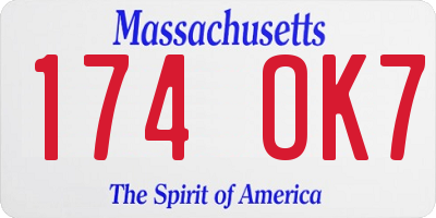 MA license plate 174OK7