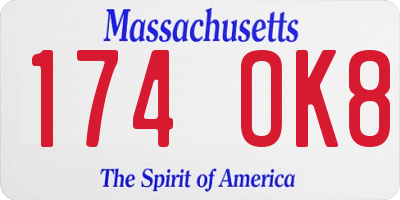 MA license plate 174OK8