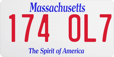 MA license plate 174OL7