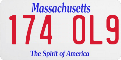 MA license plate 174OL9
