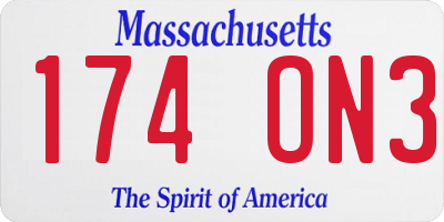 MA license plate 174ON3