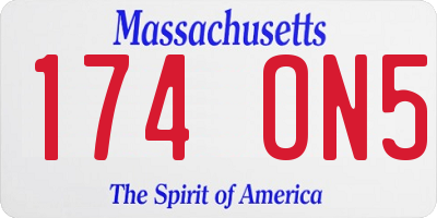 MA license plate 174ON5