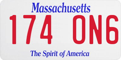 MA license plate 174ON6