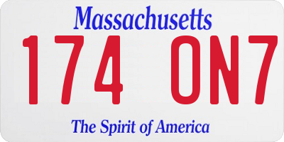 MA license plate 174ON7