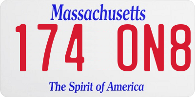 MA license plate 174ON8