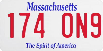 MA license plate 174ON9