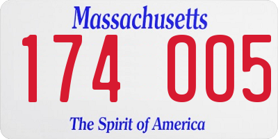 MA license plate 174OO5