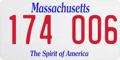 MA license plate 174OO6