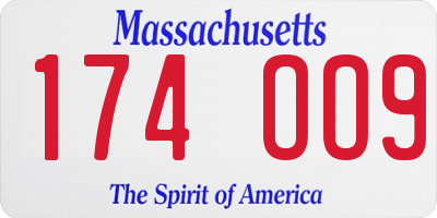 MA license plate 174OO9