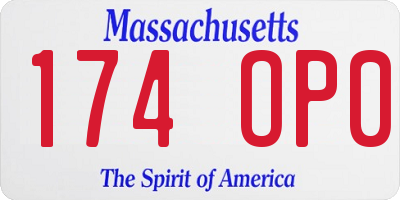 MA license plate 174OP0