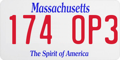 MA license plate 174OP3