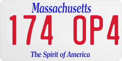 MA license plate 174OP4