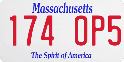 MA license plate 174OP5