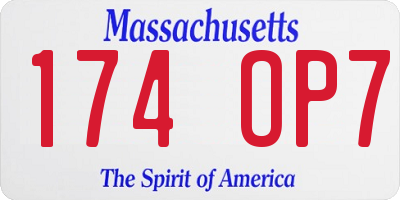 MA license plate 174OP7