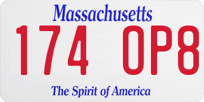 MA license plate 174OP8