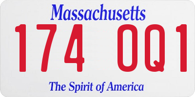 MA license plate 174OQ1