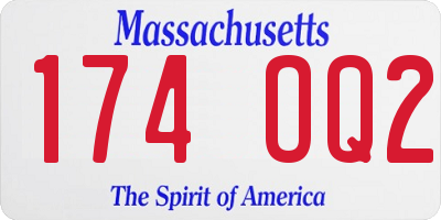 MA license plate 174OQ2