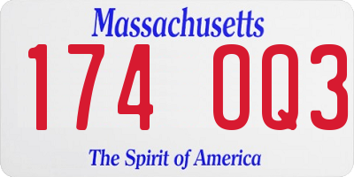 MA license plate 174OQ3