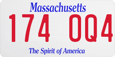 MA license plate 174OQ4