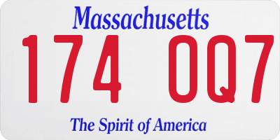 MA license plate 174OQ7