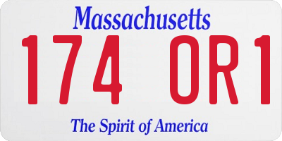 MA license plate 174OR1