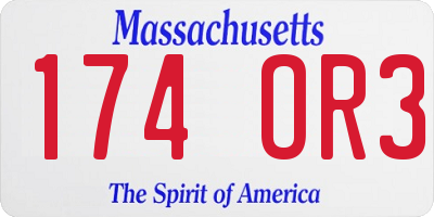 MA license plate 174OR3