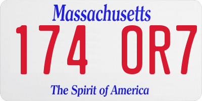 MA license plate 174OR7