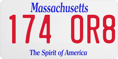 MA license plate 174OR8