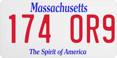 MA license plate 174OR9