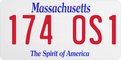 MA license plate 174OS1