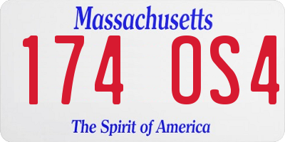 MA license plate 174OS4