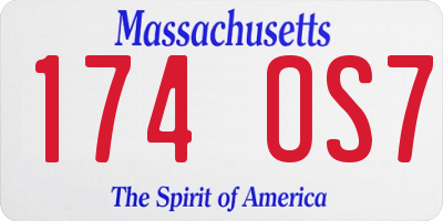 MA license plate 174OS7