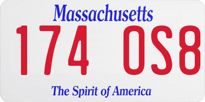 MA license plate 174OS8