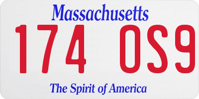 MA license plate 174OS9