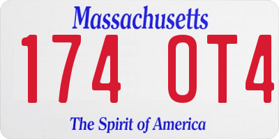 MA license plate 174OT4