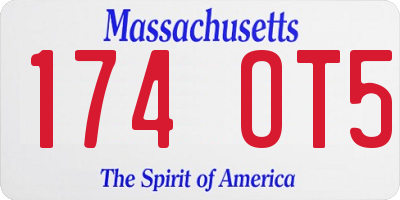 MA license plate 174OT5