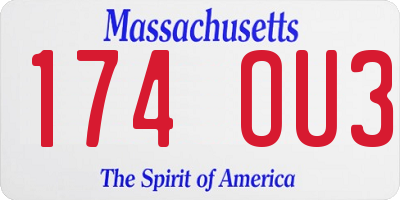 MA license plate 174OU3