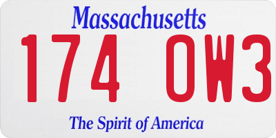 MA license plate 174OW3