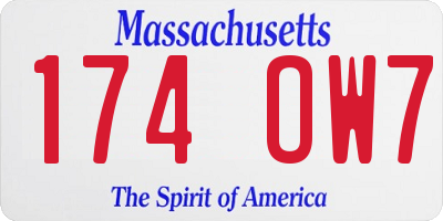 MA license plate 174OW7
